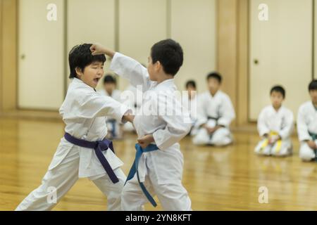 Kinder, die Karate üben Stockfoto