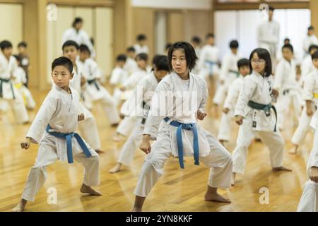 Kinder, die Karate üben Stockfoto