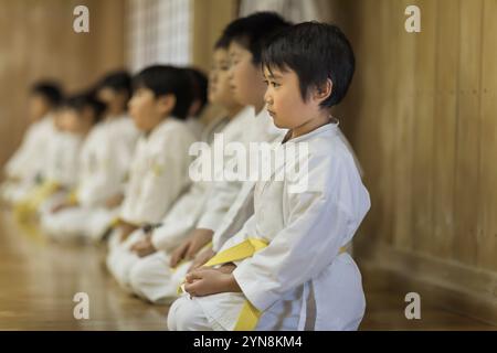 Kinder, die Karate üben Stockfoto