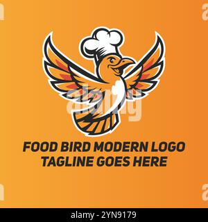 Lebensmittel-Vogel-Modernes Logo, Vogel-Logo, Modernes Vogel-Design, Lebensmittel-Vogel-Illustration, Vogel-Vektor-Logo, Stilvolles Vogellogo, Kreatives Vogellogo, Minimal Bird Stock Vektor