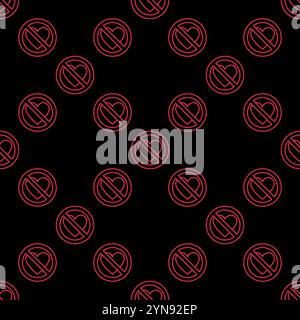 Broken Heart Ban Vektor emotionaler Schmerz Konzept lineares nahtloses Muster Stock Vektor