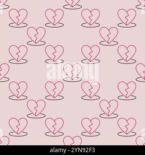 Heartbreak Symbol Vektor trauriges Ende nahtloses Muster in dünner Linie Stil Stock Vektor