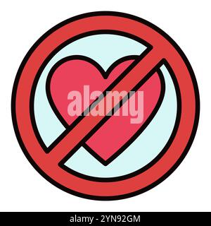 Love Forbidden - Broken Heart Ban Vektorkonzept farbiges Symbol oder Logo-Element Stock Vektor