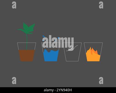 Flache Abbildung der vier-Elemente-Symbole Stock Vektor