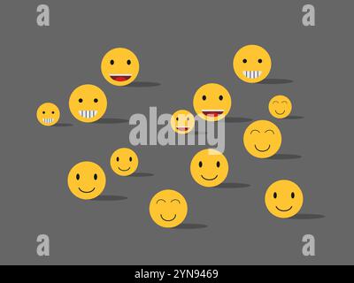 Set von Emoticons Smiley Faces flache Illustration Stock Vektor