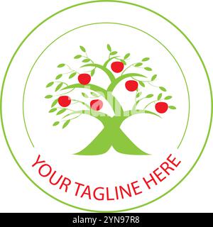 apfelbaumdesign auf weißem Hintergrund. Vektorabbildung Stock Vektor