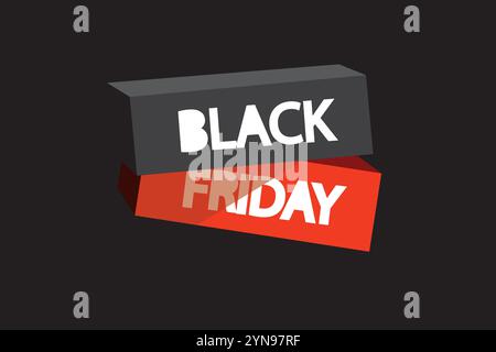 Schwarzer Freitag 3D-Titeltext mit schwarzem Hintergrund, Haupttextfarbe weiß. Für Poster- und Banner-Hintergrund und Werbetitel Stock Vektor