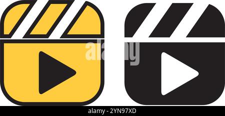 Videosymbole. Wiedergabetasten. Mediaplayer-Vektorsymbole. Kurze Videos. EPS 10 Stock Vektor