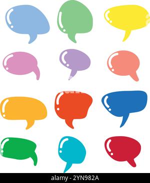 Satz von Vektor-Sprechblasen. Sammlung von farbenfrohen Sprechballons, Chat-Blasen oder Dialogfeldern für Nachrichten, Gespräche, Dialoge und Dekoration Stock Vektor