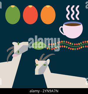 Geometrisch geformte Kaffee Ornament Vektor Illustration. Geeignet für Plakate, Café-Innenräume, als Vektormuster. Saubere und minimalistische Formen. Stock Vektor