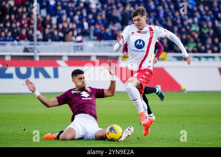 Turin, Italien. November 2024. Daniel Maldini (AC Monza) während des italienischen Meisterschaftsspiels der Serie A zwischen dem FC Torino und dem AC Monza am 24. November 2024 im Stadio Olimpico Grande Torino in Turin, Italien. Credit: Luca Rossini/E-Mage/Alamy Live News Credit: Luca Rossini/E-Mage/Alamy Live News Stockfoto