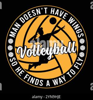 Volleyball Vektor Typografie T-Shirt Design Stock Vektor