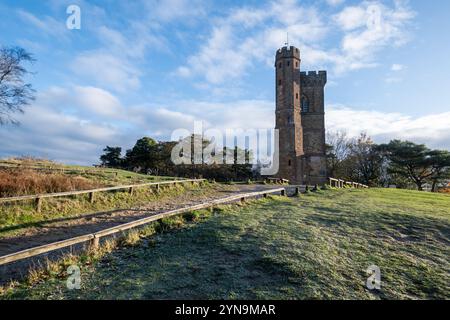 Leith Hill Tower, Blick auf das Wahrzeichen von Surrey an einem Wintermorgen, England, Großbritannien Stockfoto