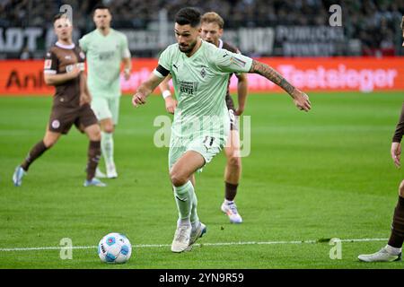 Borussia Park Mönchengladbach Deutschland, 24.11.2024 Fußball: Bundesliga-Saison 2024/25 Spieltag 11, Borussia Mönchengladbach (BMG, grün) vs FC St. Pauli (STP, braun) —Tim Kleindienst (BMG) Stockfoto