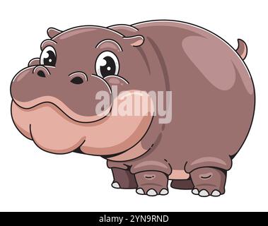 Niedliche Zeichentrick-Hippo-Figur Illustration Stock Vektor