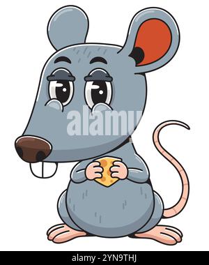 Niedliche Cartoon Maus Mit Käse Stock Vektor