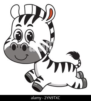 Niedliches Cartoon Baby Zebra in verspielter Pose Stock Vektor