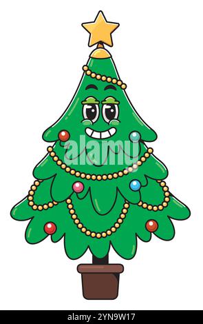 Zeichentrickfilm Weihnachtsbaum Illustration Stock Vektor