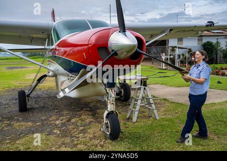 Papouasie-Nouvelle-Guinée, Provinz Eastern Highlands, Goroka, Terminal der Mission Aviation Fellowship (MAF) Stockfoto