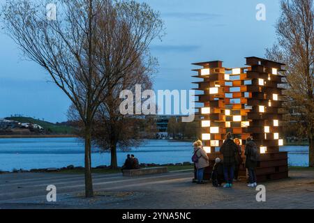 gedenkstätte für Zwangsarbeiter auf der Kulturinsel am Phönixsee im Stadtteil Hoerde in Dortmund, Nordrhein-Westfalen. Sie ist dazu bestimmt Stockfoto