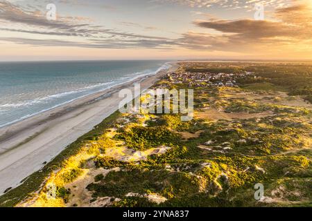 Frankreich, Somme, Somme Bay, Quend-Plage und die Dünen von Marquenterre (aus der Vogelperspektive) Stockfoto