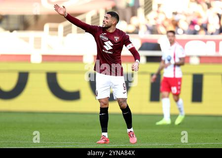 Antonio Sanabria von Torino FC Gesten während des Fußballspiels der Serie A zwischen Torino FC und AC Monza im Stadio Olimpico am 24. november 2024 in Turin, Italien. Stockfoto