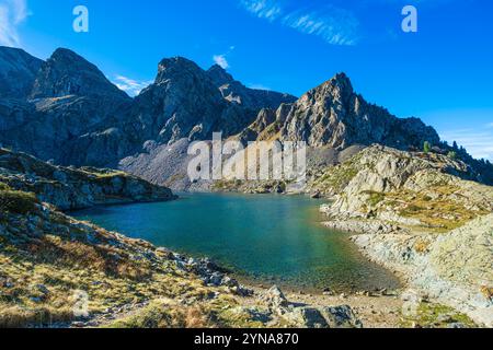 Frankreich, Isere, Umgebung von Grenoble, La Combe-de-Lancey, See Crozet (alt: 1974 m) im Belledonne-Massiv Stockfoto