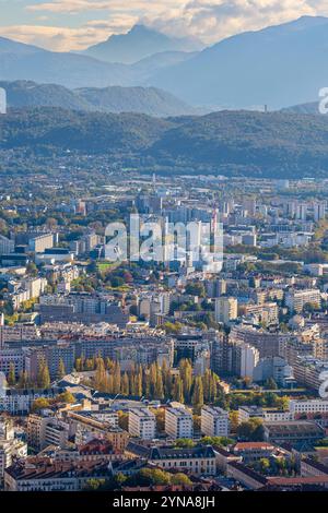 Frankreich, Isere, Grenoble, Panoramablick vom Bastille Fort Stockfoto