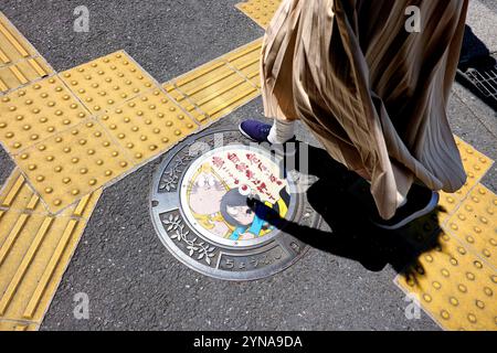 Japan, Honshu-Insel, Kanto, Chofu, Manga-Mannloch-Abdeckung, GeGeGe no Kitaro, Autor, Shigeru Mizuki. Stockfoto