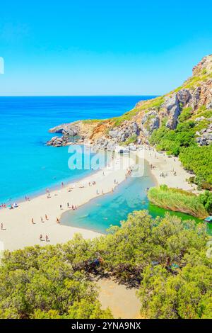 Griechenland, Kreta, Blick auf Preveli Beach, Rethymnon Stockfoto