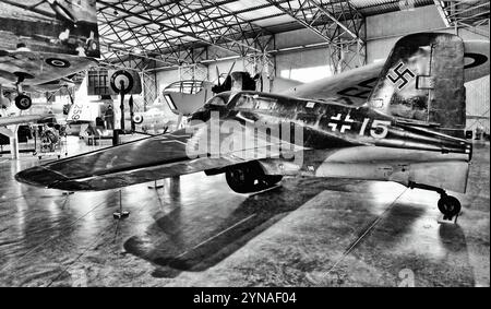 National Museum of Flight Scotland ein kometenbetriebenes Komet-Kampfflugzeug aus dem 2. Weltkrieg Messerscmitt ME 163 Stockfoto