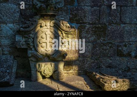 Portugal, nördliche Region, Barcelos, Bühne auf dem portugiesischen Zentralweg, einer der Wege in Richtung Santiago de Compostela, beherbergt der Palast der Grafen von Barcelos aus dem 15. Jahrhundert das aktuelle archäologische Freilichtmuseum Stockfoto