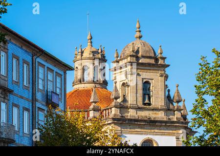 Portugal, nördliche Region, Barcelos, Bühne auf dem portugiesischen Zentralweg, einer der Wege nach Santiago de Compostela, Kirche Bom Jesus da Cruz (Herr des Kreuzes) Stockfoto