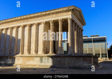 Frankreich, Gard (30), Nimes, maison Carre, Tempel romain Stockfoto