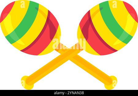 Bunte mexikanische Musikinstrumente Maracas. Element des hispanischen Urlaubs Cinco de Mayo. Mexikanische Feiertagskone. Einfaches Karikaturvektorelement isoliert Stock Vektor