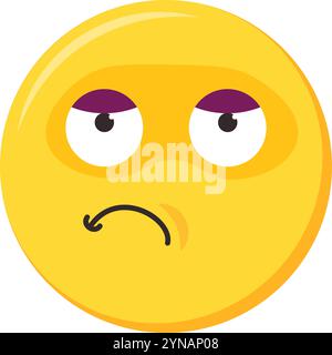 Gelangweilter neutraler Emoji-Gesichtsausdruck, Emoticon-Symbol für Müdigkeit. Farbenfroher Vektor-Smiley. Niedlicher Aufkleber, Stimmungscharakter in sozialen Medien, emotionlos und ruhig Stock Vektor