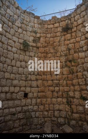 Kalksteinofen, der in der ersten Hälfte des 20. Jahrhunderts in einem Steinbruch bei Migdal Afek und Migdal Tzedek im Mirabel-Nationalpark bei Rosh verwendet wurde Stockfoto