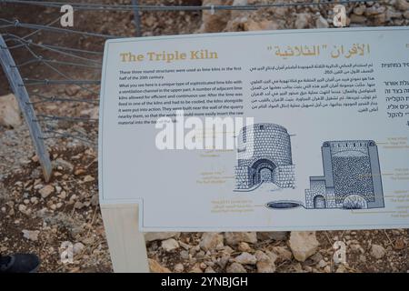 Kalksteinofen, der in der ersten Hälfte des 20. Jahrhunderts in einem Steinbruch bei Migdal Afek und Migdal Tzedek im Mirabel-Nationalpark bei Rosh verwendet wurde Stockfoto