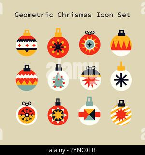 Weihnachten geometrische Baum Illustration Set Folk flache Stil Vektor Sammlung Stock Vektor