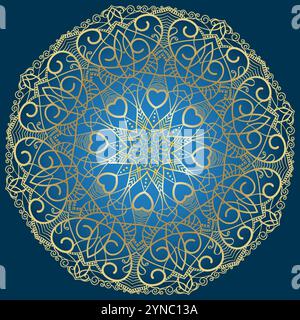 Handgezeichnetes kreisförmiges Mandala-Muster für Henna, Mehndi, Tattoo, Dekoration. Dekoratives Ornament im ethnisch-orientalischen Stil. Stock Vektor