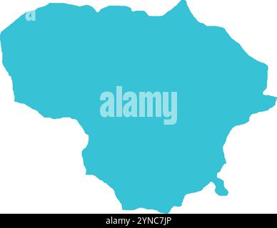 Litauische KARTE in Blau, Länderkarte, Litauen, Grenzkarte, Grenzlinie von Litauen, geografische Karte Stock Vektor