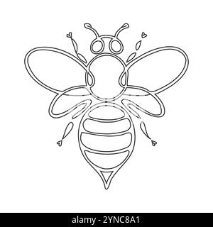 Vektorillustration des Bienensymbols. Bienensymbol isoliert auf weißem Hintergrund. Honigbiene Logo Vektorumriss. Stock Vektor