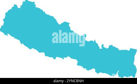Nepal KARTE in Blau, Länderkarte, Nepal, Grenzkarte, Grenzlinie von Nepal, geografische Karte Stock Vektor