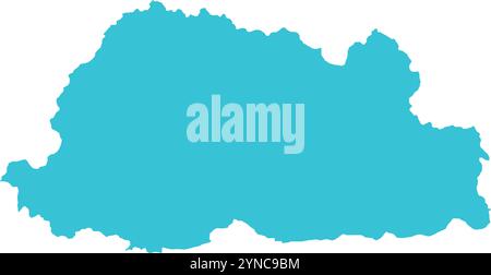 Bhutan KARTE in Blau, Länderkarte, Bhutan, Grenzkarte, Grenzlinie von Bhutan, geografische Karte Stock Vektor