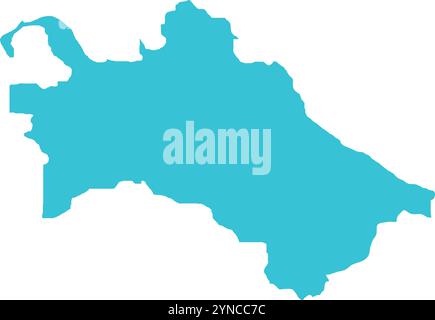 Turkmenistan KARTE in Blau, Länderkarte, Turkmenistan, Grenzkarte, Grenzlinie Turkmenistans, geografische Karte Stock Vektor