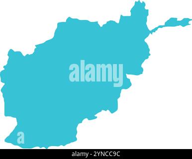 Afghanistan KARTE in Blau, Länderkarte, Afghanistan, Grenzkarte, Grenzlinie von Afghanistan, geografische Karte Stock Vektor
