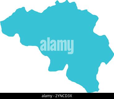 Belgien KARTE in Blau, Länderkarte, Belgien, Grenzkarte, Grenzlinie von Belgien, geografische Karte Stock Vektor