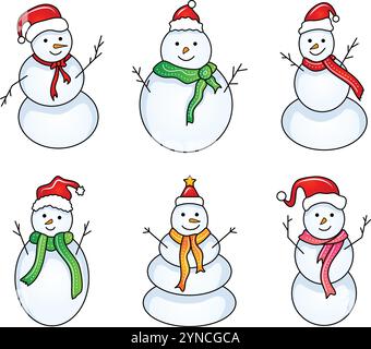 Set von Snowman, Weihnachtsfeier Stock Vektor