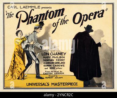 Carl Laemmle präsentiert das Phantom der Oper (Universal, 1925). Titel Lobby Card - Horror - Mit Lon Chaney, Mary Philbin Und Norman Kerry Stockfoto