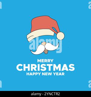 Frohe Weihnachten und ein glückliches neues Jahr. Frohe Weihnachten und Happy New Year Weihnachtsbäume und Schnee auf blauem Hintergrund, Grußkarten, Stock Vektor